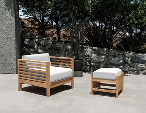 Sylvie 2-piece Teak Outdoor Lounge Set with Sunbrella White Cushions Outdoor Lounge Set
