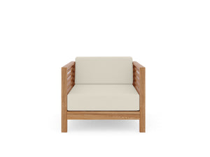 Sylvie 5-Piece Teak Outdoor Patio Deep Seating Set with Subrella Canvas Cushions Outdoor deep seating