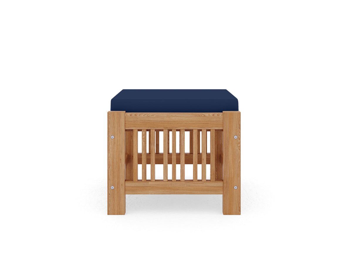 Sylvie 5-Piece Teak Outdoor Patio Deep Seating Set with Subrella Navy Cushions Outdoor deep seating