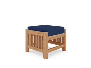 Sylvie 5-Piece Teak Outdoor Patio Deep Seating Set with Subrella Navy Cushions Outdoor deep seating