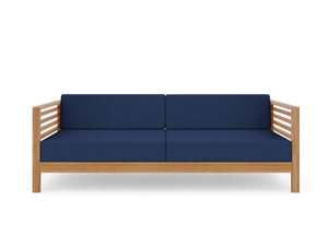 Sylvie 5-Piece Teak Outdoor Patio Deep Seating Set with Subrella Navy Cushions Outdoor deep seating