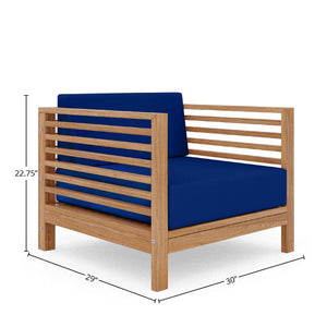 Sylvie 5-Piece Teak Outdoor Patio Deep Seating Set with Subrella True Blue Cushions Outdoor deep seating