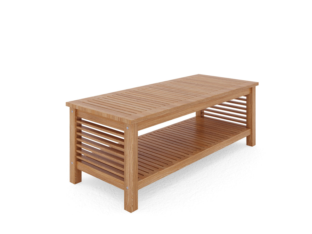 Sylvie 5-Piece Teak Outdoor Patio Deep Seating Set with Subrella True Blue Cushions Outdoor deep seating