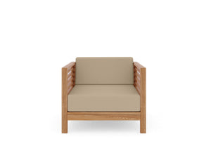 Sylvie 5-Piece Teak Outdoor Patio Deep Seating Set with Sunbrella Fawn Cushions Outdoor deep seating