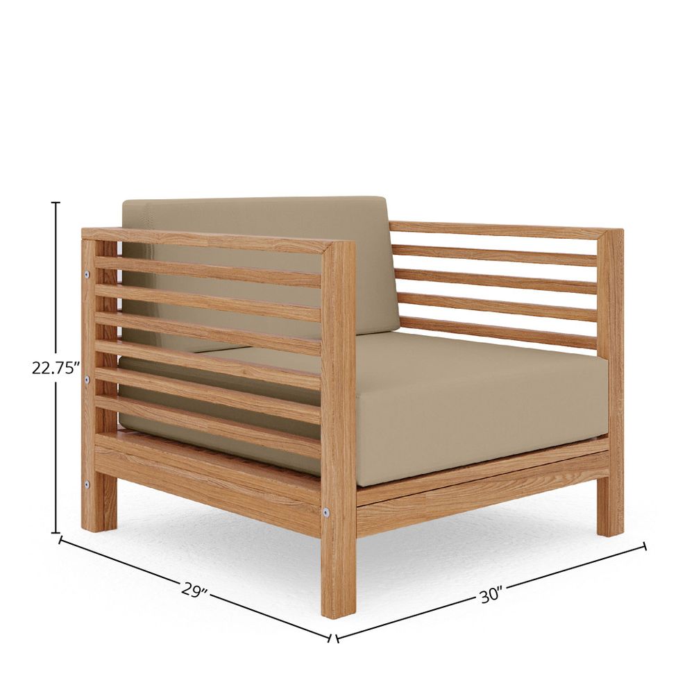 Sylvie 5-Piece Teak Outdoor Patio Deep Seating Set with Sunbrella Fawn Cushions Outdoor deep seating