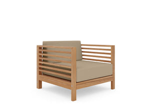 Sylvie 5-Piece Teak Outdoor Patio Deep Seating Set with Sunbrella Fawn Cushions Outdoor deep seating