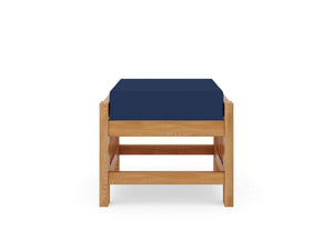 Sylvie Teak Outdoor Ottoman with Sunbrella Navy Cushion Ottoman