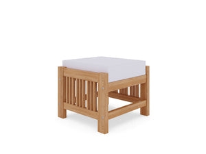Sylvie Teak Outdoor Ottoman with Sunbrella White Cushion Ottoman