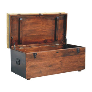 Tan Leather Storage Trunk Bench Bench