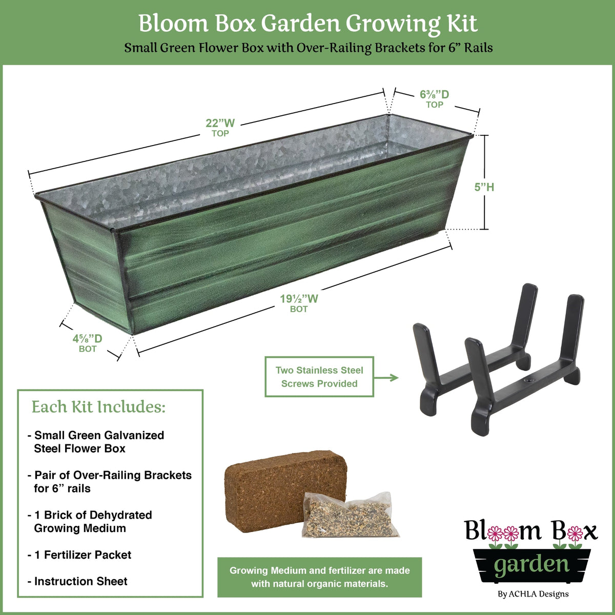 Bloom Box Garden Growing Kit with Clamp-On Brackets Achla Designs