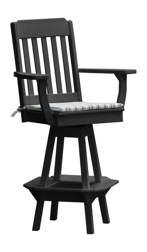 Traditional Swivel Counter Chair with Arms Outdoor Table Black Paint