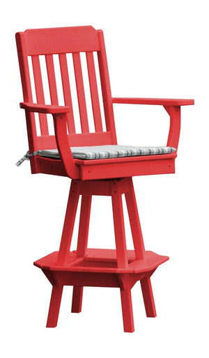 Traditional Swivel Counter Chair with Arms Outdoor Table Bright Red