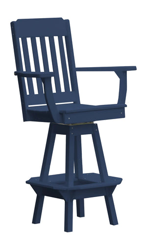 Traditional Swivel Counter Chair with Arms Outdoor Table Patriot Blue