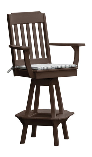 Traditional Swivel Counter Chair with Arms Outdoor Table Tudor Brown