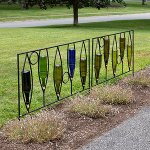 Vinifera Fence Sections – Pack of 2 - Elegant Wine Bottle Garden Border Fence Section