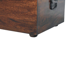 Walnut Storage Trunk Bench with Tan Leather Bench