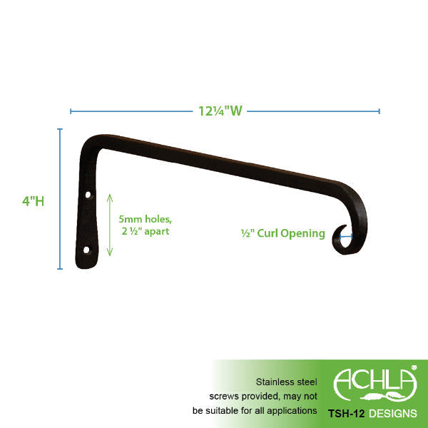 12-in Straight Downcurled Bracket Pack of 2 Straight Downcurled Bracket