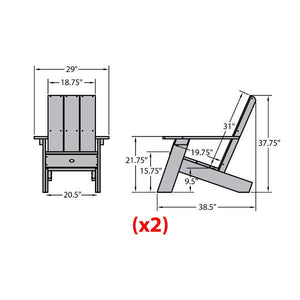 2 Barcelona Modern Adirondack Chairs Adirondack Chair