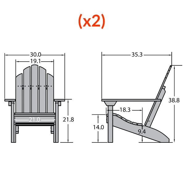 2 Classic Westport Adirondack Chairs Adirondack Chair
