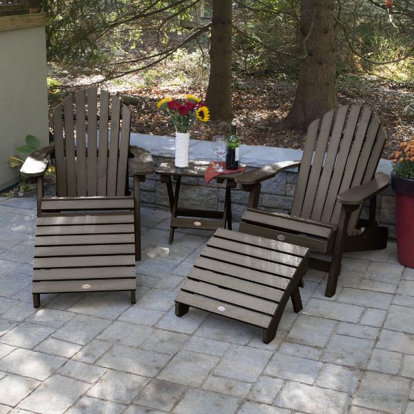 2 Hamilton Folding &amp; Reclining Adirondack Chairs 2 Folding Ottomans 1 Folding Side Table Conversation Set