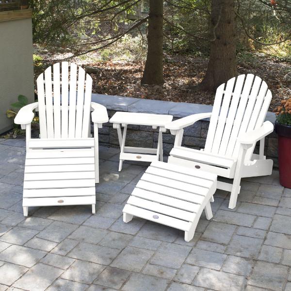 2 Hamilton Folding &amp; Reclining Adirondack Chairs 2 Folding Ottomans 1 Folding Side Table Conversation Set