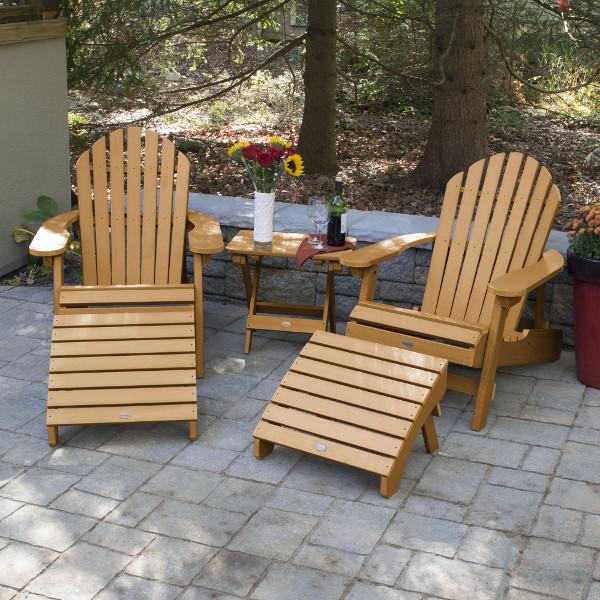 2 Hamilton Folding &amp; Reclining Adirondack Chairs 2 Folding Ottomans 1 Folding Side Table Conversation Set