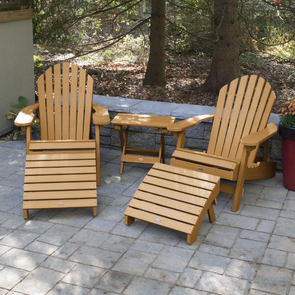 2 Hamilton Folding &amp; Reclining Adirondack Chairs 2 Folding Ottomans 1 Folding Side Table Conversation Set