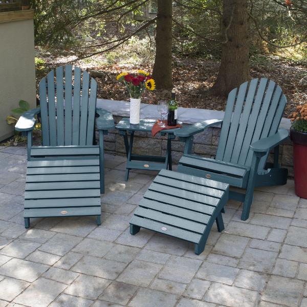 2 Hamilton Folding &amp; Reclining Adirondack Chairs 2 Folding Ottomans 1 Folding Side Table Conversation Set