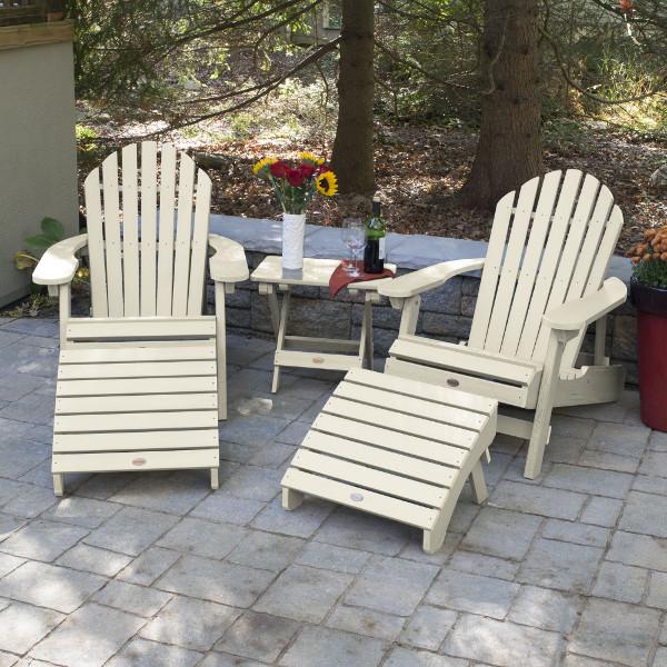 2 Hamilton Folding &amp; Reclining Adirondack Chairs 2 Folding Ottomans 1 Folding Side Table Conversation Set