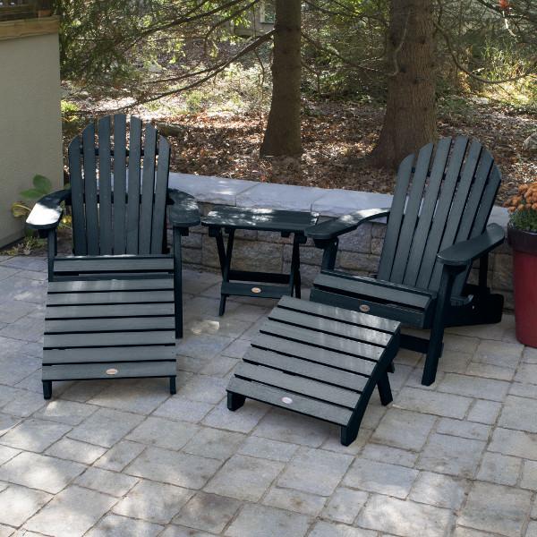 2 Hamilton Folding &amp; Reclining Adirondack Chairs 2 Folding Ottomans 1 Folding Side Table Conversation Set