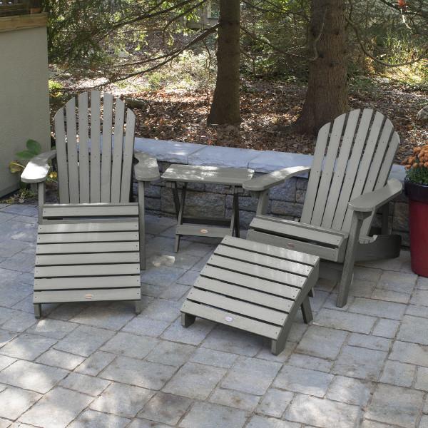 2 Hamilton Folding &amp; Reclining Adirondack Chairs 2 Folding Ottomans 1 Folding Side Table Conversation Set