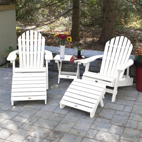 2 Hamilton Folding &amp; Reclining Adirondack Chairs 2 Folding Ottomans 1 Folding Side Table Conversation Set