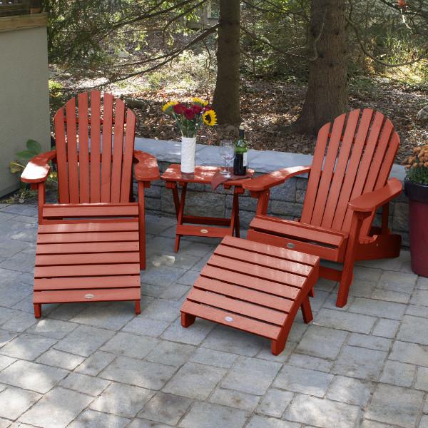 2 Hamilton Folding &amp; Reclining Adirondack Chairs 2 Folding Ottomans 1 Folding Side Table Conversation Set