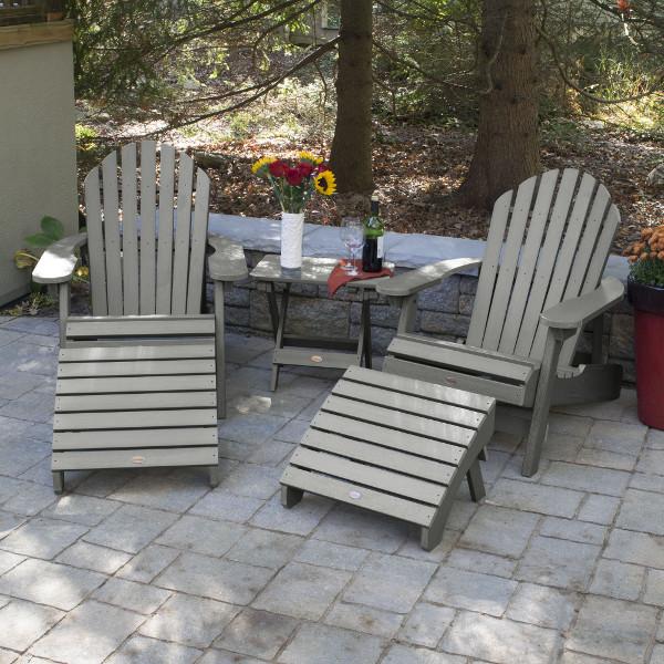 2 Hamilton Folding &amp; Reclining Adirondack Chairs 2 Folding Ottomans 1 Folding Side Table Conversation Set