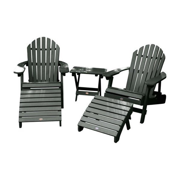 2 Hamilton Folding &amp; Reclining Adirondack Chairs 2 Folding Ottomans 1 Folding Side Table Conversation Set Charleston Green