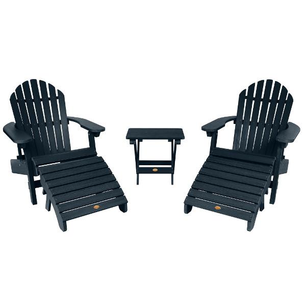 2 Hamilton Folding &amp; Reclining Adirondack Chairs 2 Folding Ottomans 1 Folding Side Table Conversation Set Federal Blue