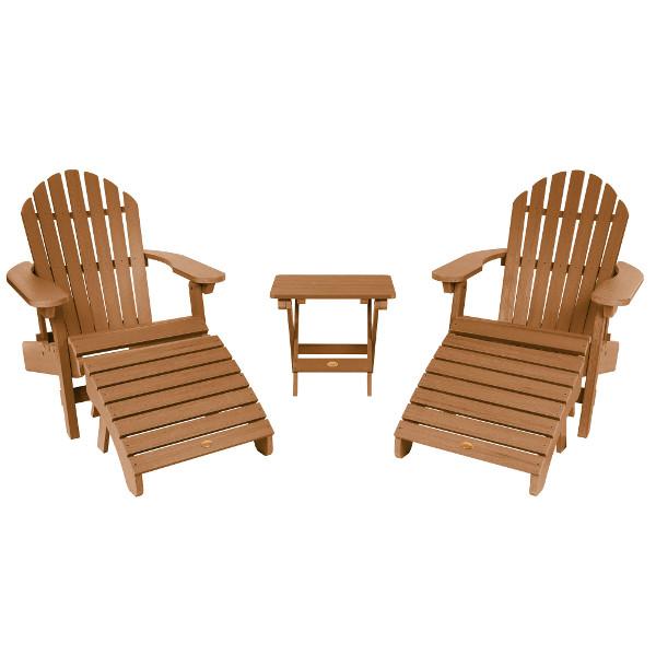 2 Hamilton Folding &amp; Reclining Adirondack Chairs 2 Folding Ottomans 1 Folding Side Table Conversation Set Toffee