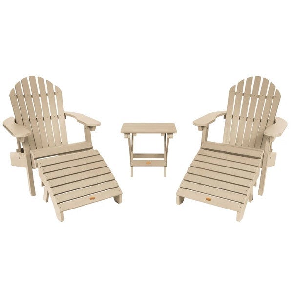 2 Hamilton Folding &amp; Reclining Adirondack Chairs 2 Folding Ottomans 1 Folding Side Table Conversation Set Tuscan Taupe