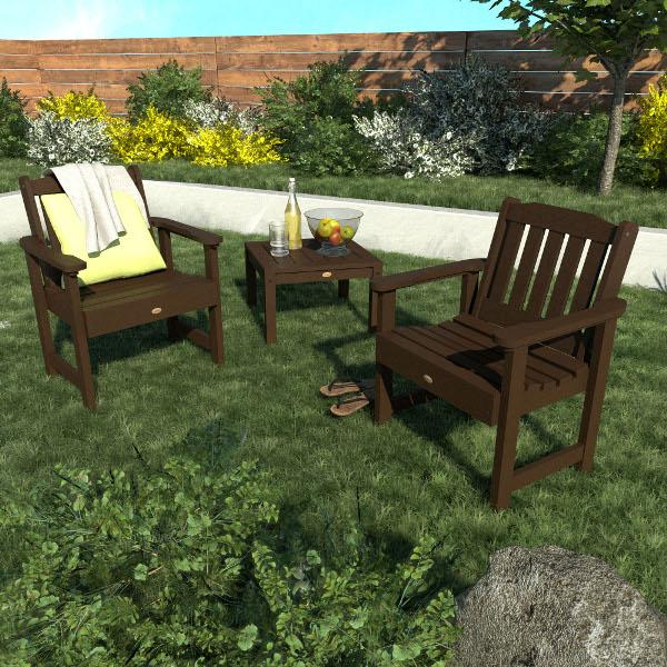 2 Lehigh Garden Chairs with 1 Square Side Table Garden Chair with Side table
