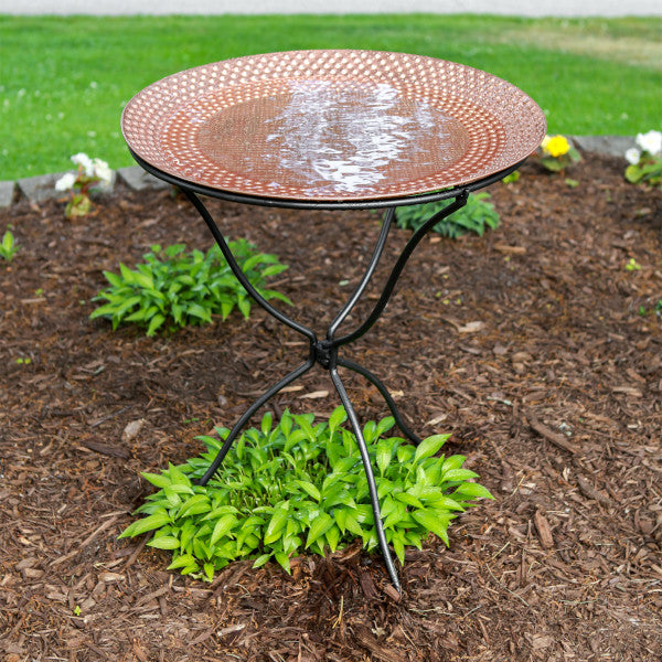 24" Hammered Copper Birdbath with Ring Stand Birdbath