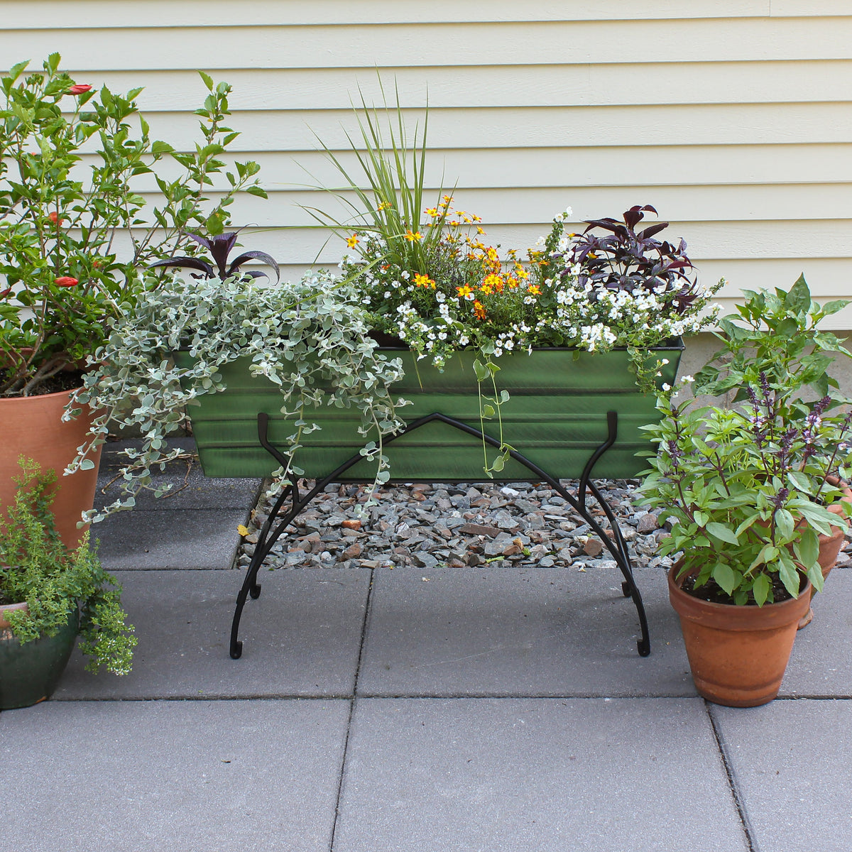 36" Green Flower Box with Bella Stand Flower Box