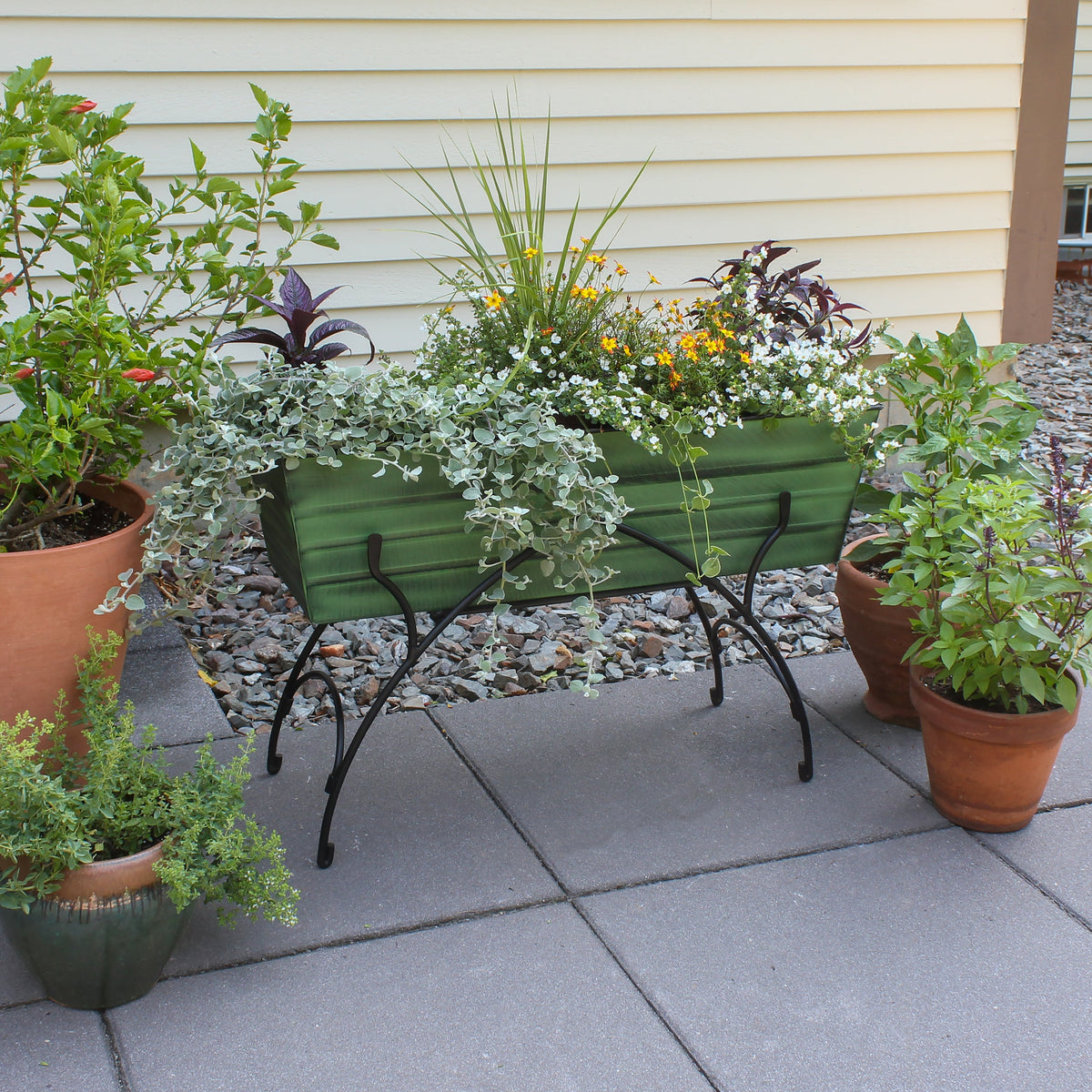 36" Green Flower Box with Bella Stand Flower Box