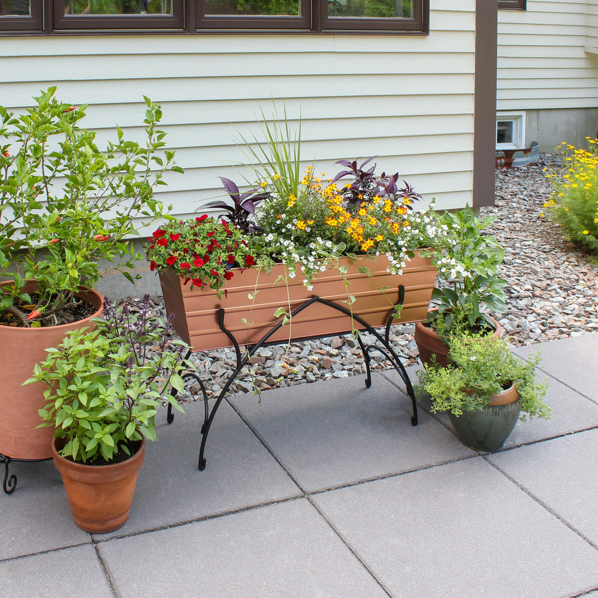 36" Green Flower Box with Bella Stand Flower Box
