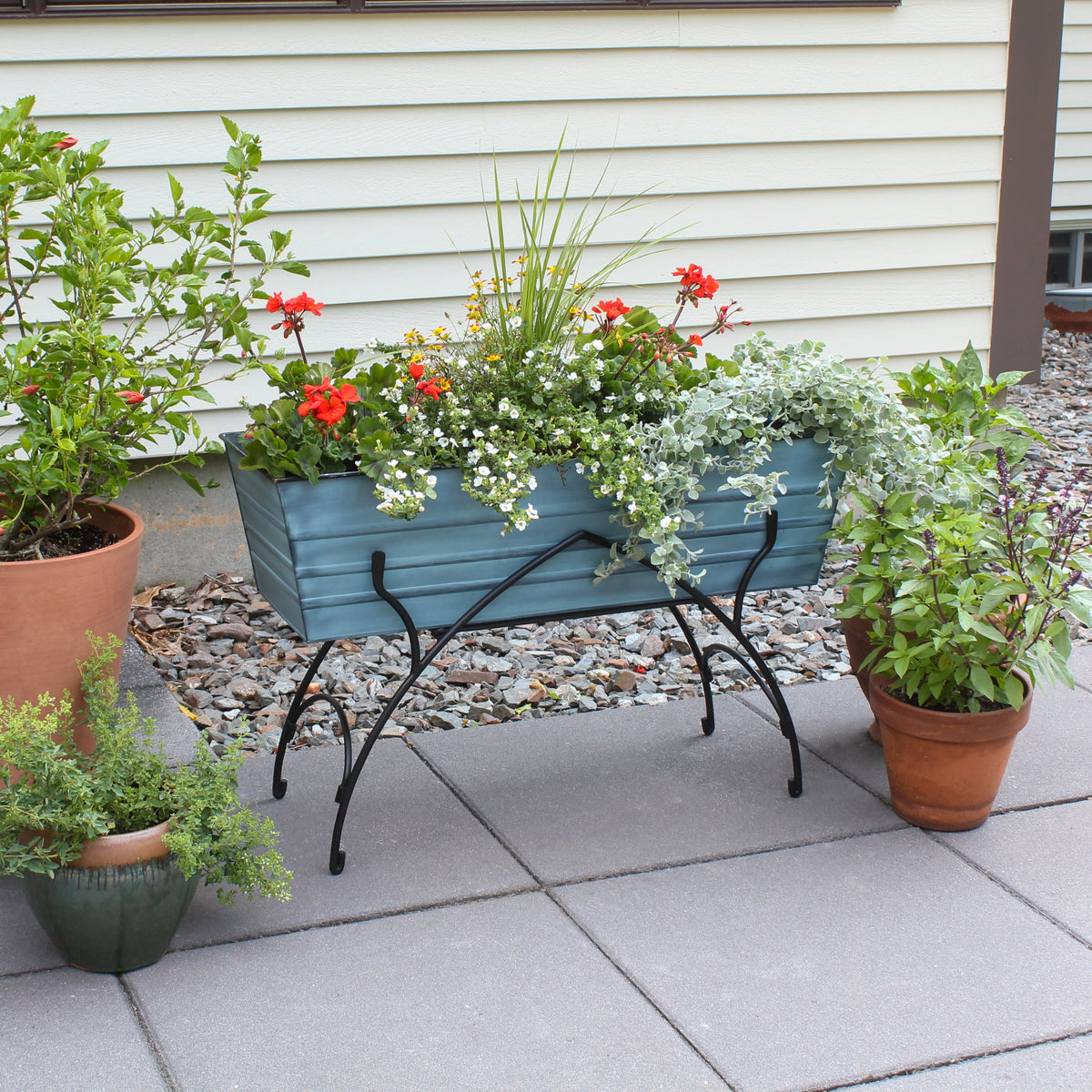 36" Green Flower Box with Bella Stand Flower Box