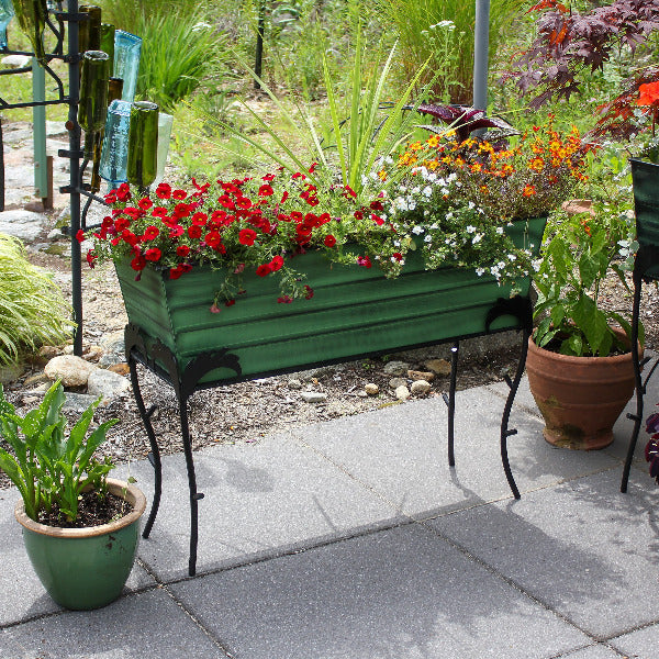 36" Green Flower Box with Flora Stand, 25-in H Flower Box