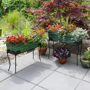 36" Green Flower Box with Flora Stand, 25-in H Flower Box