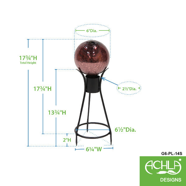 6" Crackle Glass Gazing Globe with Stand Globe Ball Stand