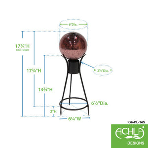 6" Crackle Glass Gazing Globe with Stand Globe Ball Stand