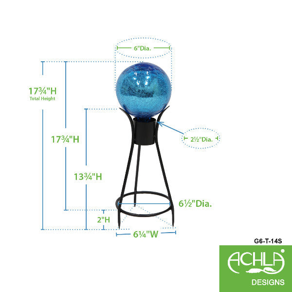 6" Crackle Glass Gazing Globe with Stand Globe Ball Stand