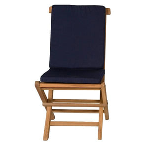 7-Piece Oval Extension Teak Table Folding Chair Set with Cushions Dining Set